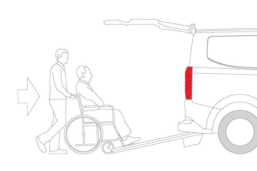 Pushing Wheelchair up to WAV