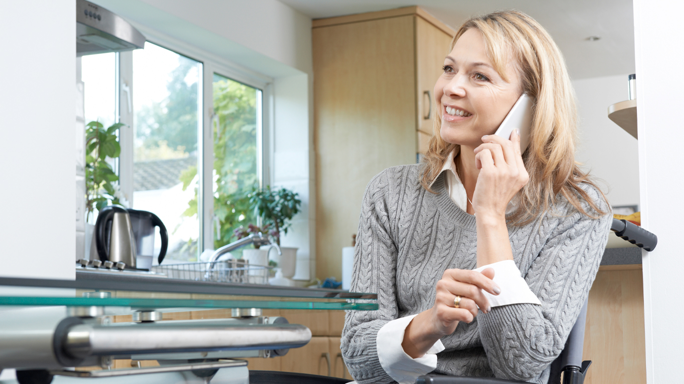 Wheelchair User on Phone